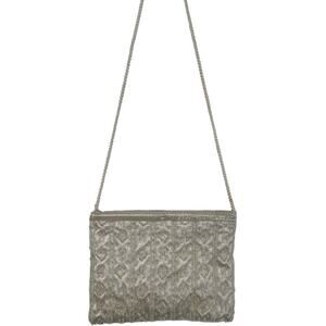 Vintage Valerie Stevens Off White Satin Beaded Small Crossbody Purse Bag Glam